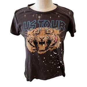 Chaser Band Short Sleeve T Shirt Tiger Destroyed paint splatter Print M